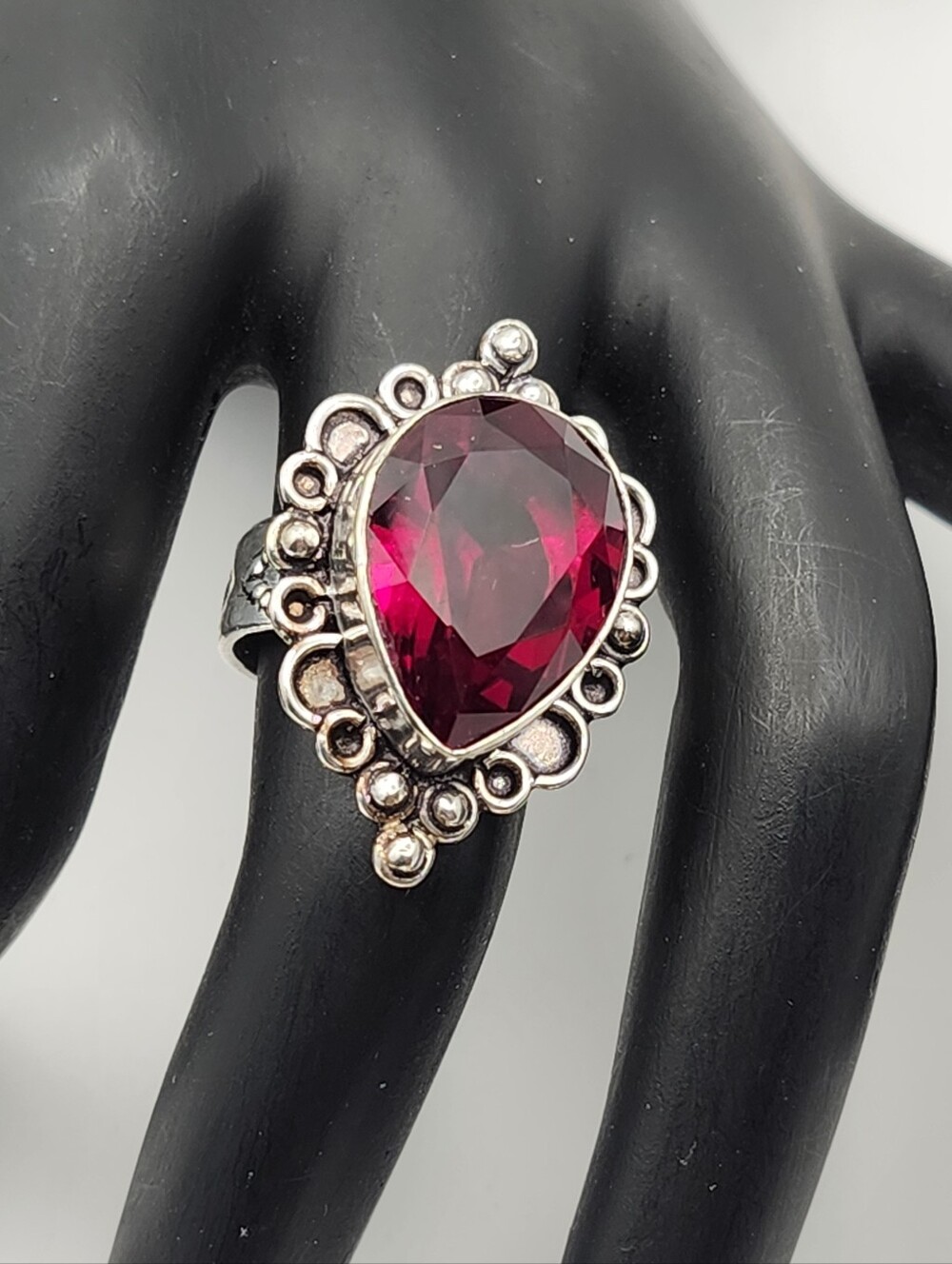 925 Silver Semi-precious Stone Ring, Size 7